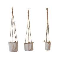Hello Honey® Natural Round Jute & Cotton Hanging Planter Set