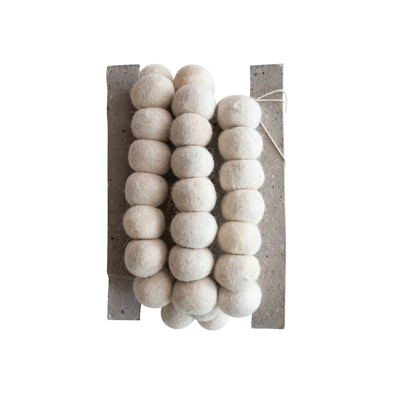Hello Honey® 6ft. Cream Handmade Wool Felt Ball Garland