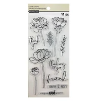 6 Pack: Peony Sentiment Clear Stamp Set by Recollections™