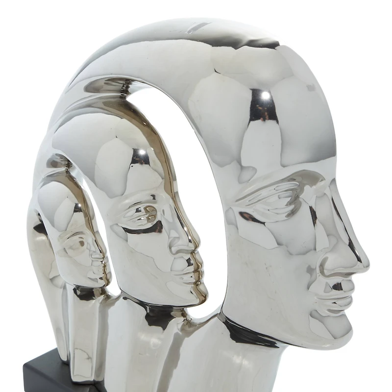 12" Silver Porcelain Contemporary Family Sculpture