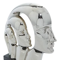 12" Silver Porcelain Contemporary Family Sculpture