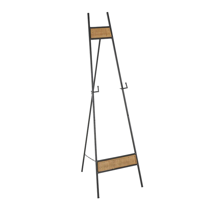 51" Black Metal Easel with Wood Accents