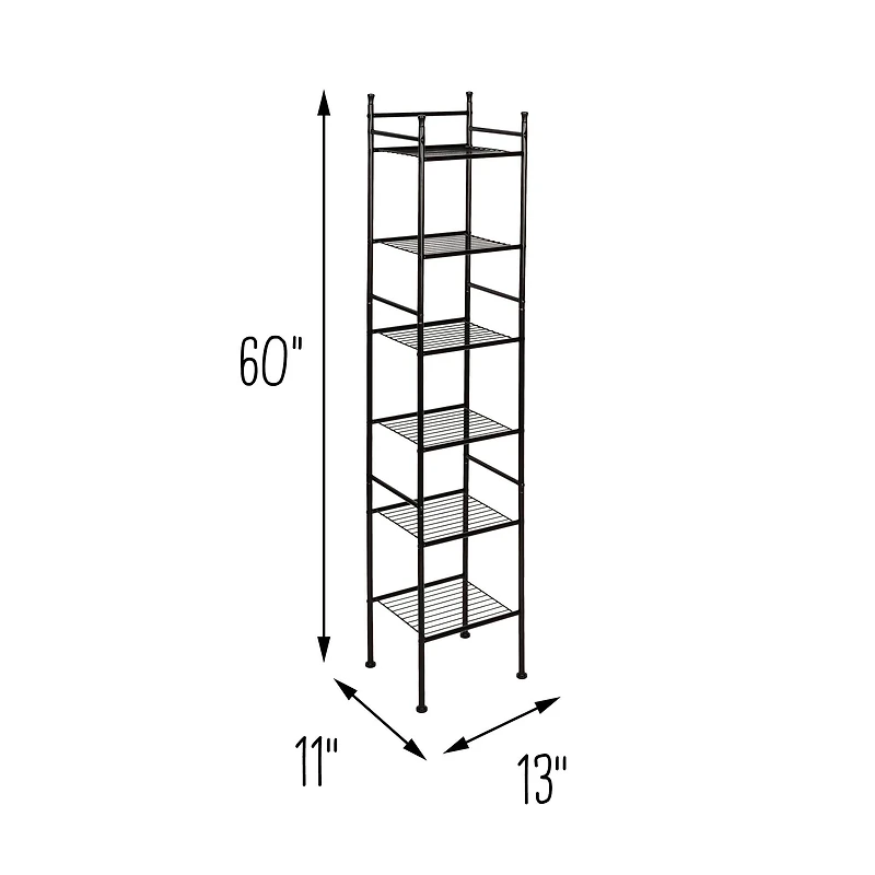 Honey Can Do Black 6-Tier Space-Saving Shelving Tower