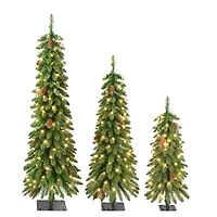 3ft. 4ft. and 5ft. Pre-Lit Artificial Christmas Tree Set, Warm White LED Lights