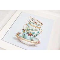 Luca-s Turquoise Themed Tea Cups Counted Cross Stitch Kit