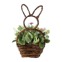Glitzhome® 18" Easter Egg & Flower Bunny-Shaped Basket Centerpiece