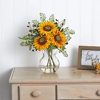 16" Sunflower Floral Arrangement in Vase