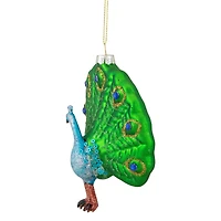 Green & Blue Peacock Glass Ornament