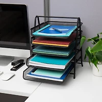 Mind Reader Network Collection Black Metal Mesh 5-Tier Paper Trays, 2ct.
