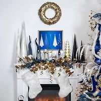 20" Blue & Gold Triangular Christmas Tree Tabletop Décor