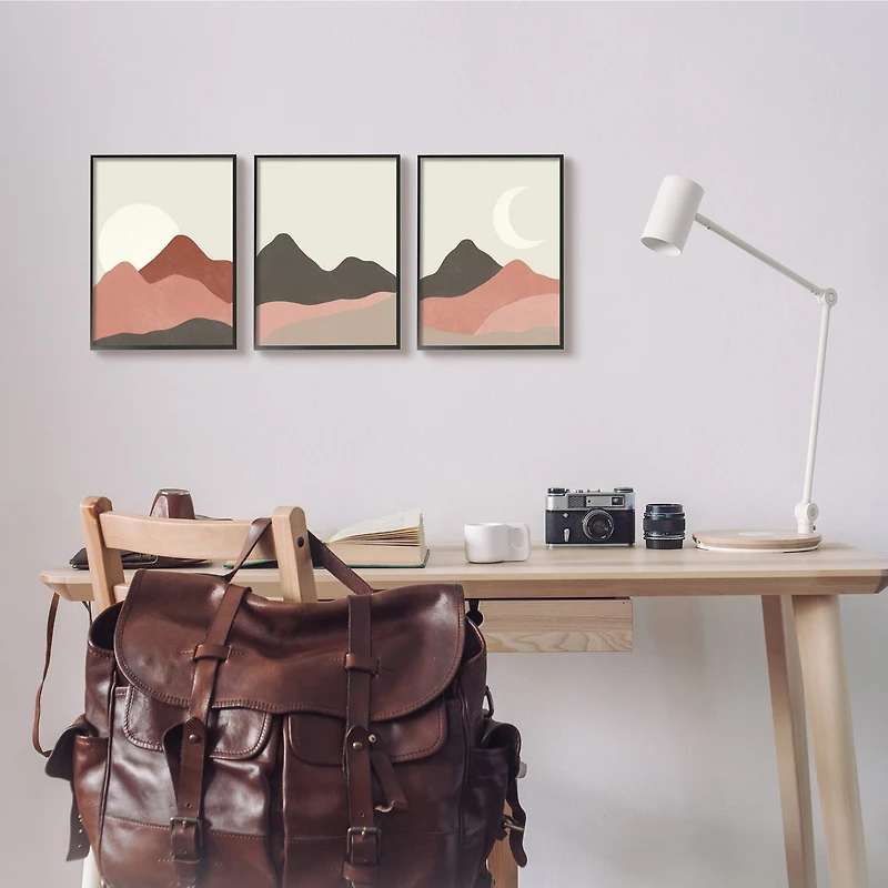 Stupell Industries Sun and Crescent Moon Desert Canyon Mountain Landscape Framed Wall Art