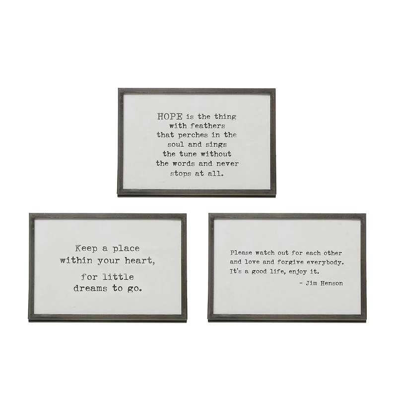 Hello Honey® 6" Metal & Glass Life Quotes Framed Tabletop Décor Set