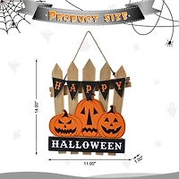 Glitzhome® 14"H Halloween Wood Jack O Lantern Door Hanger