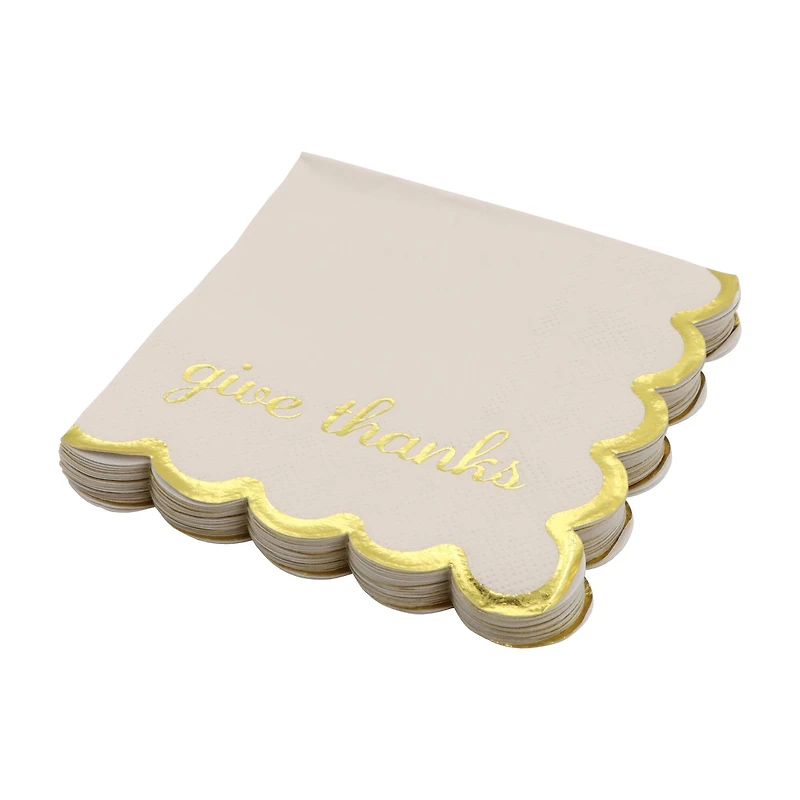 Gold Give Thanks Beverage Napkins, 20ct. by Celebrate It™