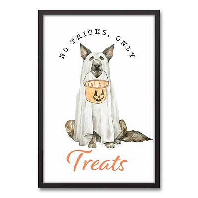 No Tricks Only Treats Black Framed Canvas Wall Art