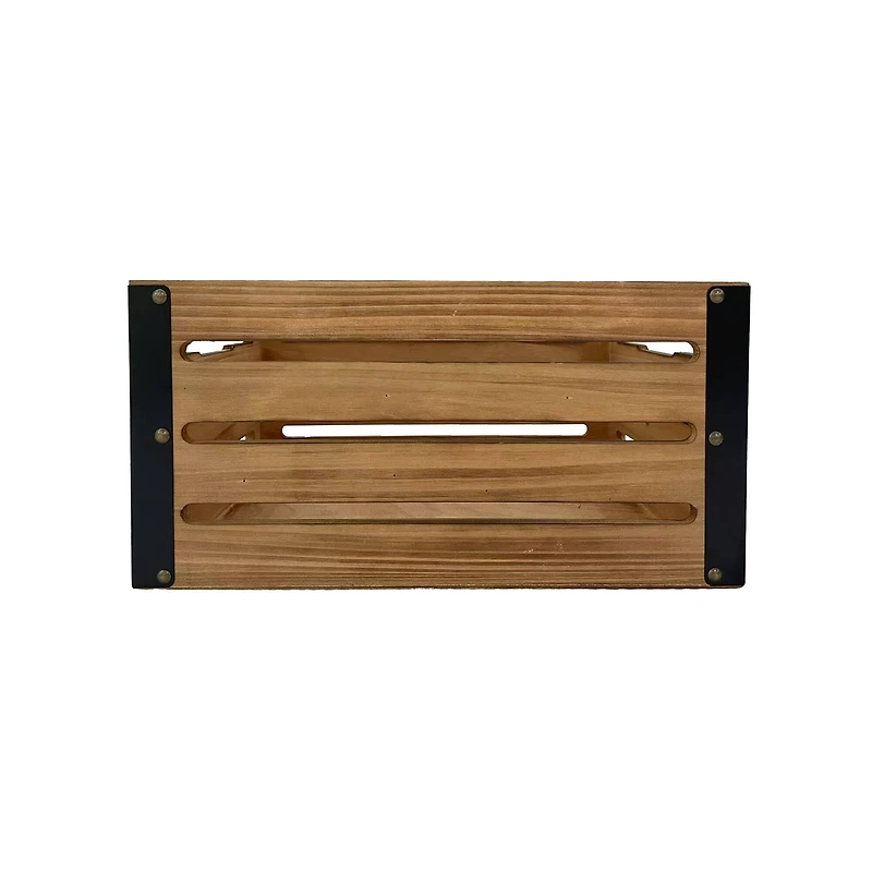 14.25" Natural Brown Wood & Metal Crate by Ashland®