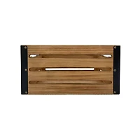 14.25" Natural Brown Wood & Metal Crate by Ashland®