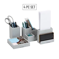 Mind Reader Terrazzo Collection Gray 4 Piece Desktop Organization Set