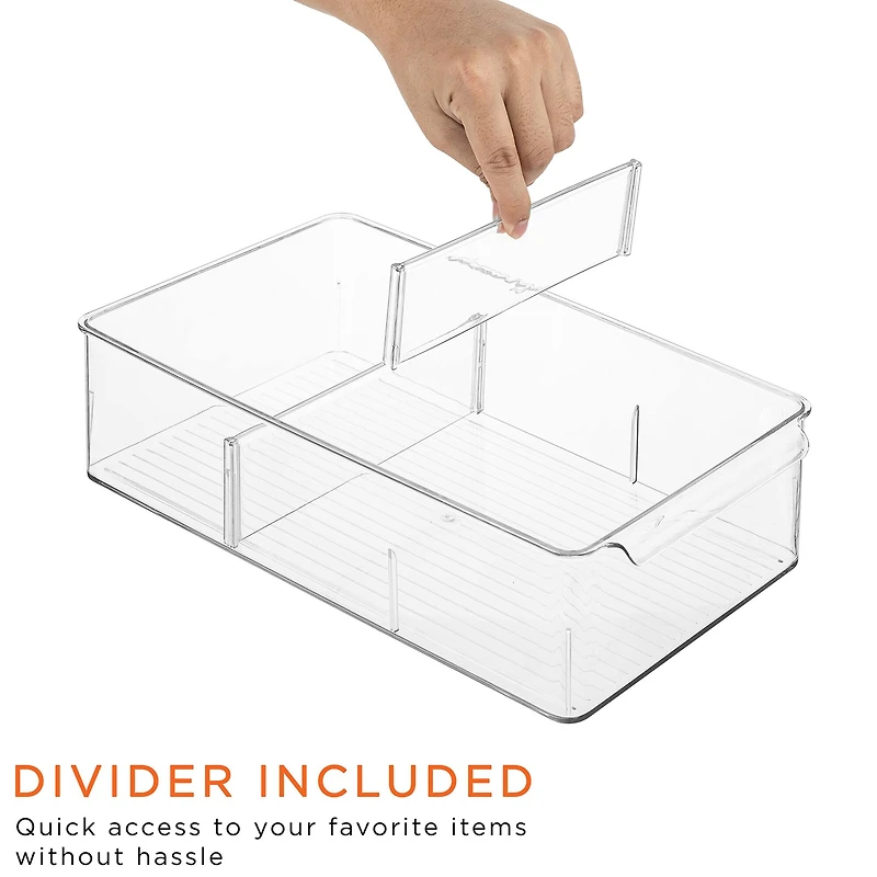 Sorbus 14.5" Clear Storage Organizer Bins with Removable Compartments, 3ct.