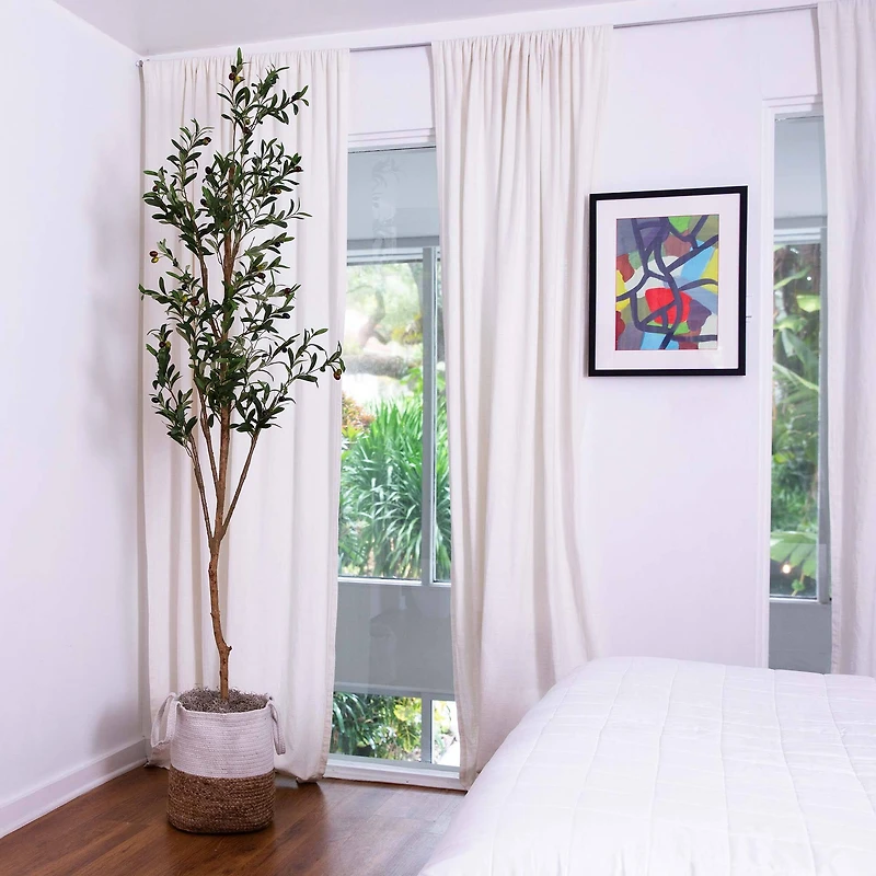 7ft. Olive Tree with Natural Trunk in Handmade Jute Basket