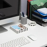 Mind Reader Ditto Collection Black & White Pen Cup, Clip Dish & Memo Tray Set