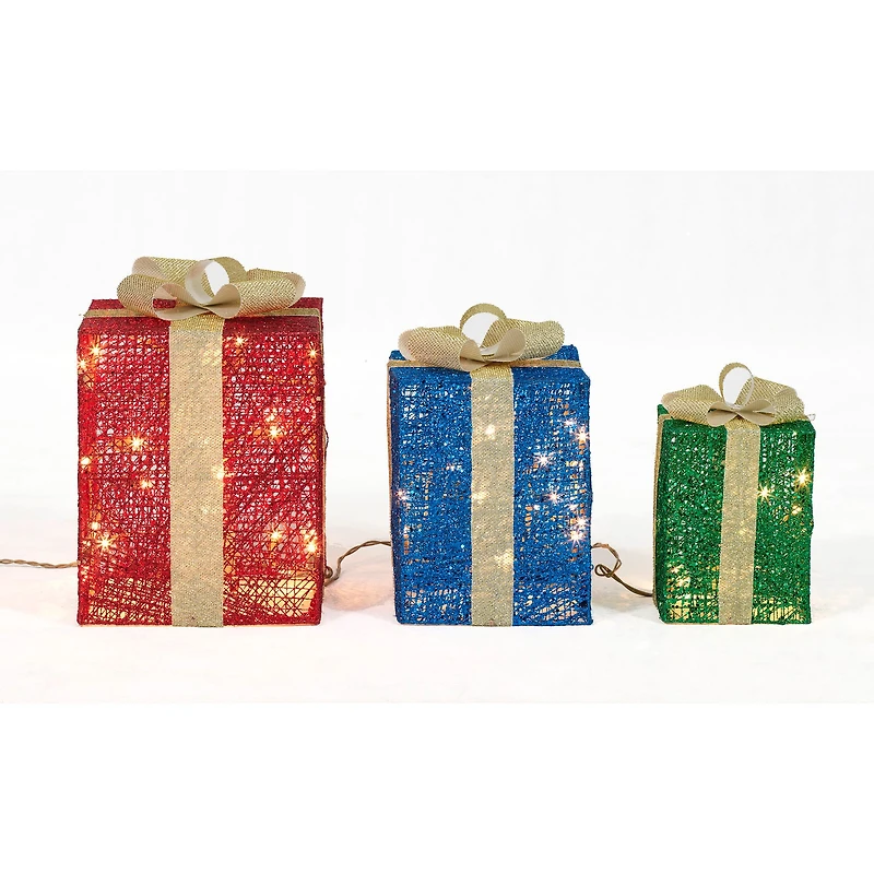 3-Piece Glittering Thread Gift Box Sculpture Set