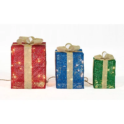 3-Piece Glittering Thread Gift Box Sculpture Set