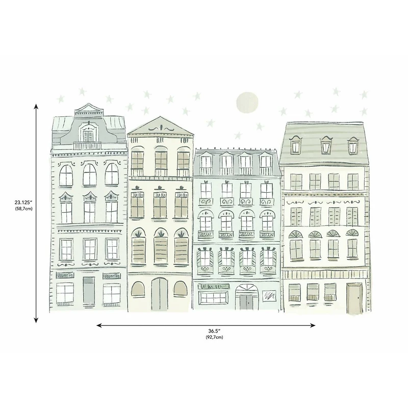RoomMates Illustrated Townhouses Peel & Stick Giant Decals