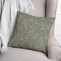 Green Fall Pattern Throw Pillow