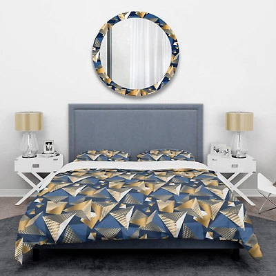 Designart 'Gold And Blue Cubes' Mid-Century Duvet Cover Set