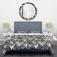 Designart 'Gold And Blue Cubes' Mid-Century Duvet Cover Set