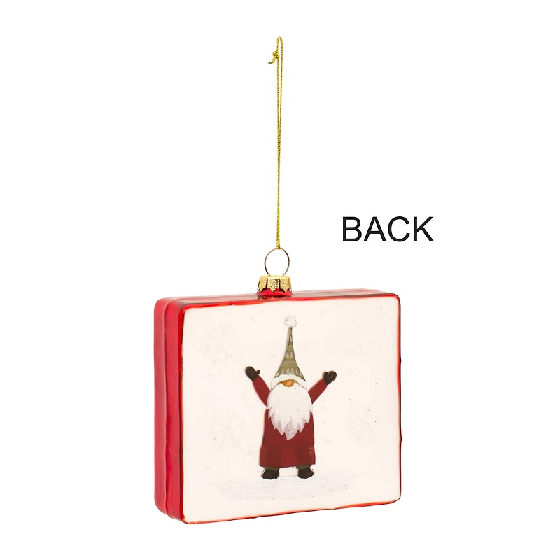 12 Pack 3.75" Merry Christmas Gnomes Glass Ornaments