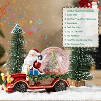 Glitzhome® 100mm Christmas Resin Lighted Musical Snowflakes Santa Car Waterglobe
