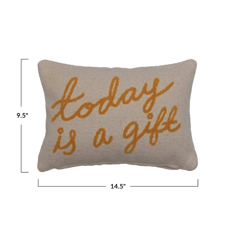 Hello Honey® Today Is A Gift Embroidered Cotton Lumbar Pillow