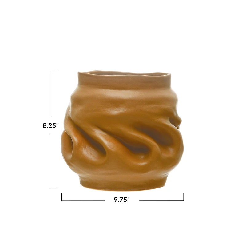 Hello Honey® 10" Brown Organically Shaped Stoneware Pinched Planter