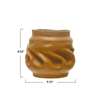 Hello Honey® 10" Brown Organically Shaped Stoneware Pinched Planter