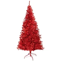 7ft. Unlit Red Artificial Tinsel Christmas Tree