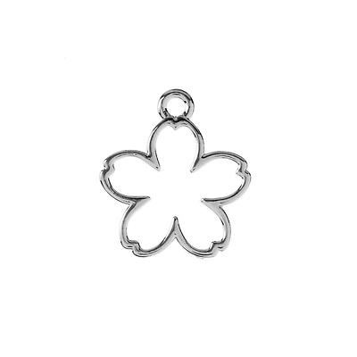 John Bead 17mm Silver Cherry Blossom Beadwork Pendants, 7ct.