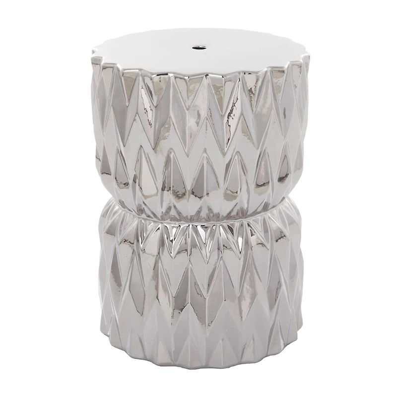 Silver Ceramic Modern Accent Table, 18" x 13" x 13"