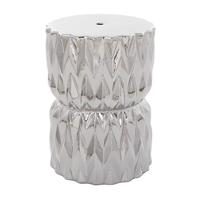 Silver Ceramic Modern Accent Table, 18" x 13" x 13"