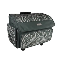 Everything Mary Gray & Pink Abstract 4 Wheel Collapsible Deluxe Sewing Machine Storage Case