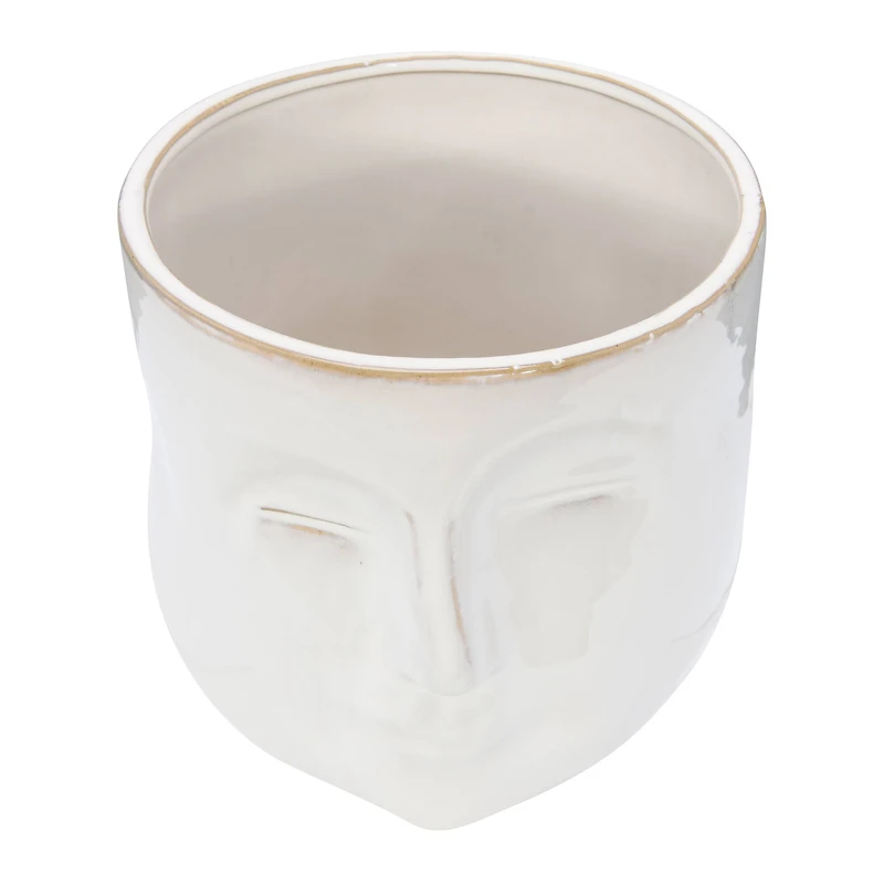 Hello Honey® 7" White Stoneware Planter with Face