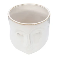 Hello Honey® 7" White Stoneware Planter with Face
