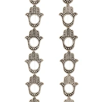 12 Pack:  Silver Plated Metal Hamsa Beads, 15mm by Bead Landing™