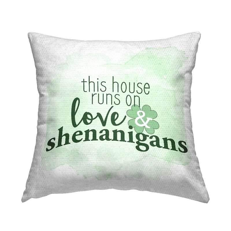 Stupell Industries This House Love & Shenanigans Shamrock, This House Love & Shenanigans Shamrock Outdoor Printed Pillow