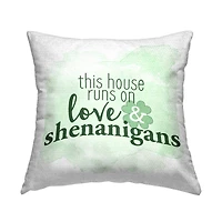 Stupell Industries This House Love & Shenanigans Shamrock, This House Love & Shenanigans Shamrock Outdoor Printed Pillow