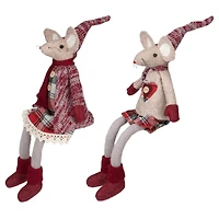 17" Boy & Girl Sitting Plush Christmas Mice Figure Set
