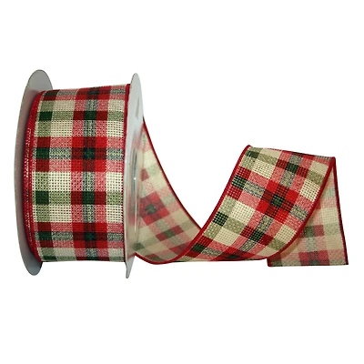 JAM Paper 2.5" x 25yd. Wired Crosby Plaid Ribbon