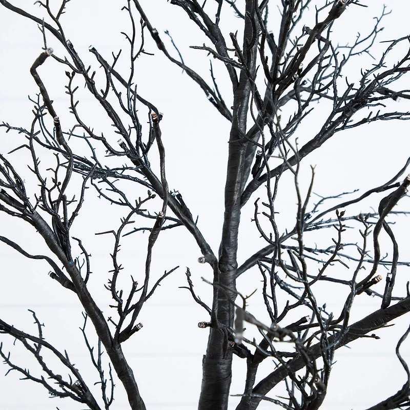 7ft. Pre-Lit Halloween Deluxe Black Twig Artificial Tree with 180 Orange & Purple LED Lights