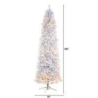9ft. Pre-Lit Slim White Artificial Christmas Tree, Warm White LED Lights